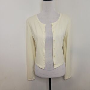 Pink Rose Women’s Size L Light Yellow Cardigan Top NWT Long Sleeve Button Front